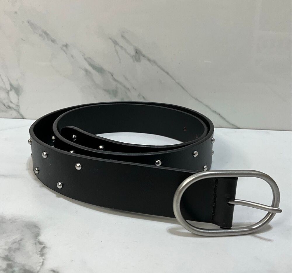 LUCKY BRAND Black Leather Studded Belt Large